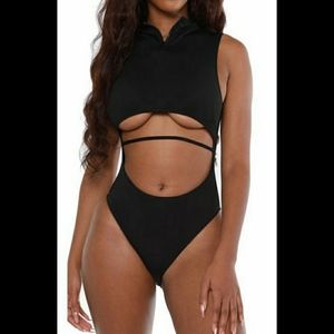 Icon Swim Black Zip Front High Waist One Piece